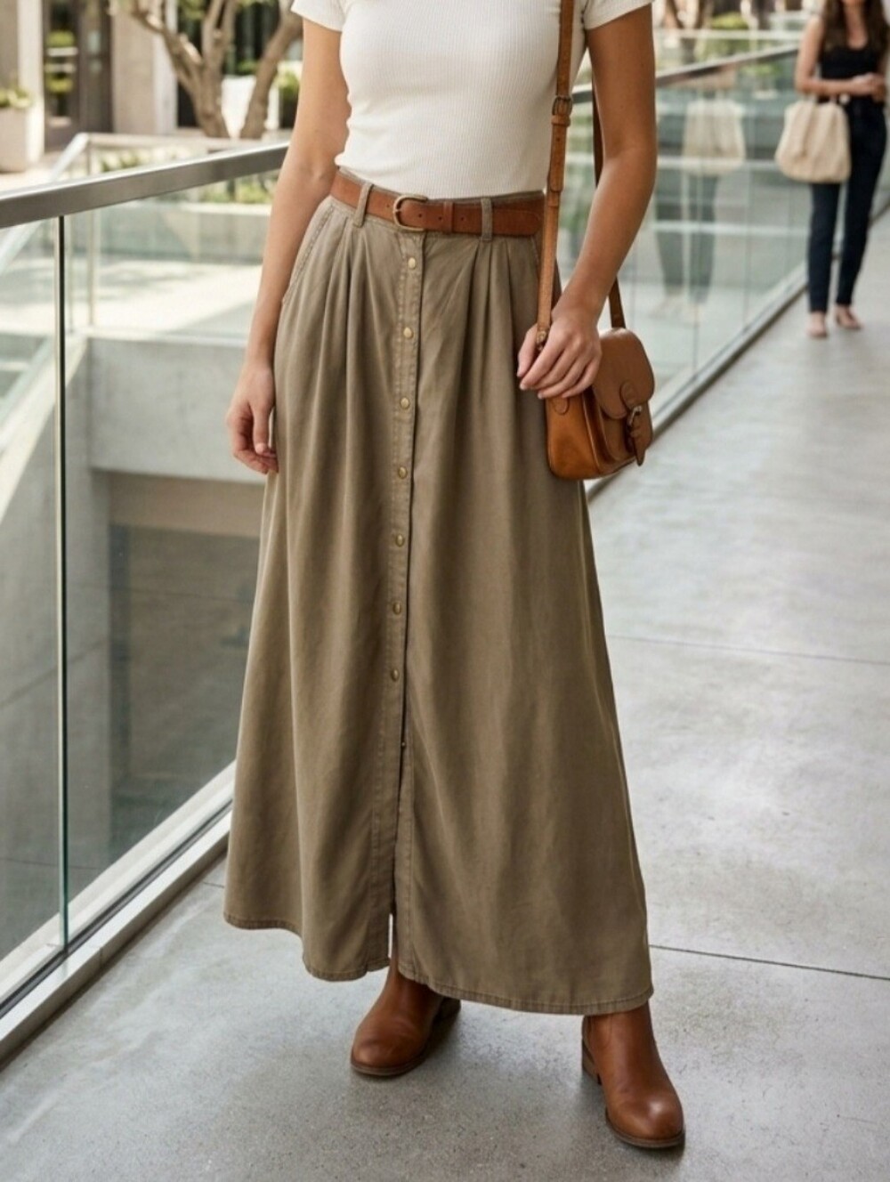 Pistola My Squad Tencel Maxi Skirt Olive Scout NWT M